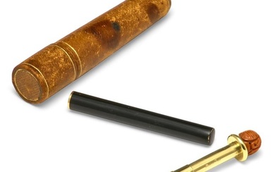 A Cartier 18K gold, diamond and coral pencil
