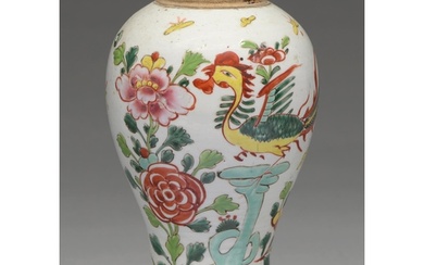 A Chinese famille rose vase, 19th c, painted with phoenix an...