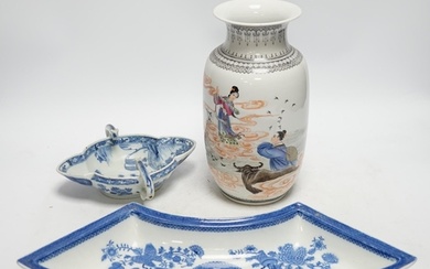 A Chinese republic era porcelain vase, 24.5cm, an 18th centu...