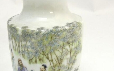 A Chinese vase with flared rim, depicting oriental male