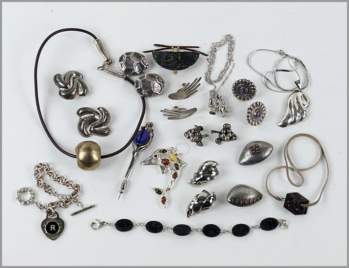 A Collection of Sterling Silver Jewelry.