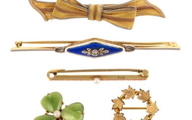 A Collection of Vintage & Antique Pins in Gold