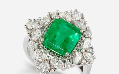 A Colombian emerald, diamond, and eighteen karat white