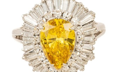 A Color Treated 2.15ct Pear Shape Diamond Ring