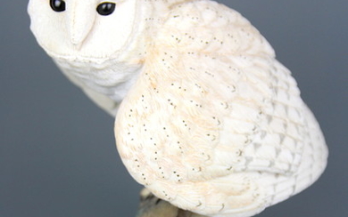 A Country Artist's hand painted and hand crafted figure of a barn owl, H. 22.5cm.