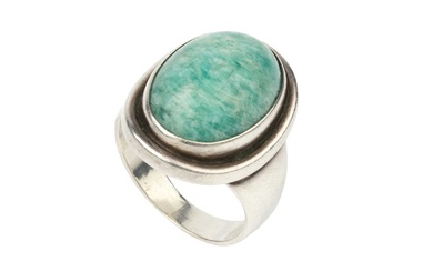 A Danish silver and amazonite dress ring by Georg Jensen,...