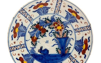 A Delft polychrome pottery plate
