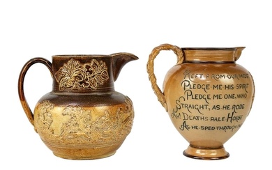 A Doulton Lambeth Fred Archer commemorative stoneware jug. C...