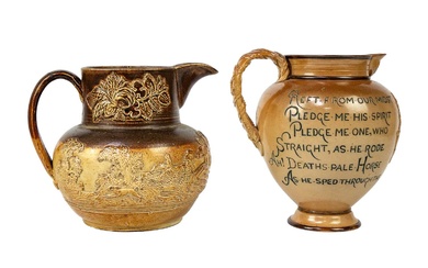 A Doulton Lambeth Fred Archer commemorative stoneware jug.