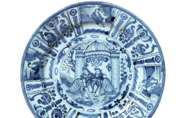 A Dutch Delft Dish, late 17th century, painted in blue...