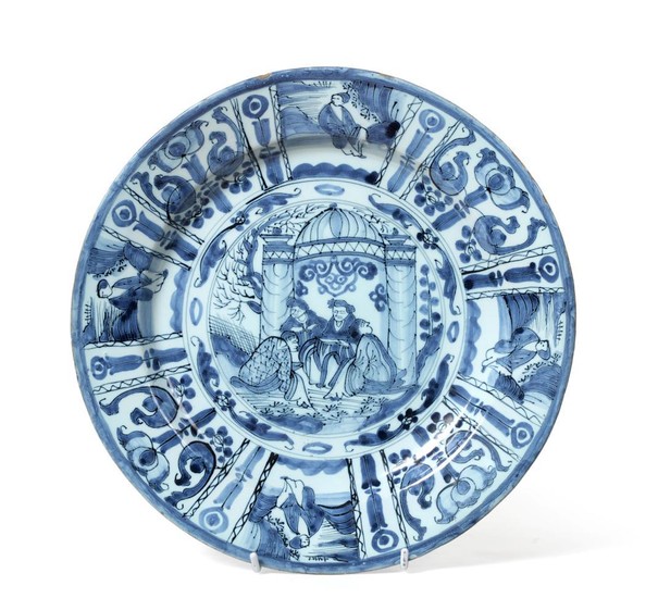 A Dutch Delft Dish, late 17th century, painted in blue...