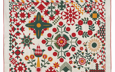 A FLORAL APPLIQUE QUILT, POSSIBLY PENNSYLVANIA, 19TH/ 20TH CENTURY