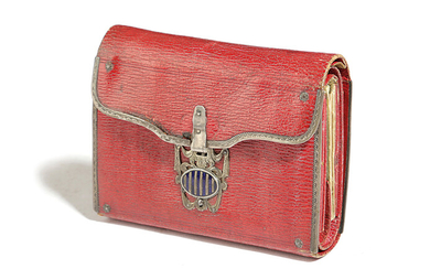 A FRENCH LOUIS XVI RED MOROCCO LEATHER AND SILVER MOUNTED PURSE