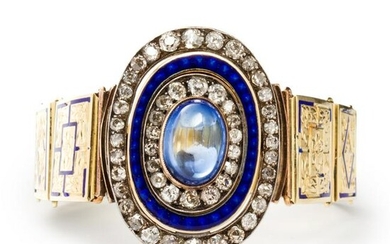 A French Antique synthetic sapphire & diamond bracelet