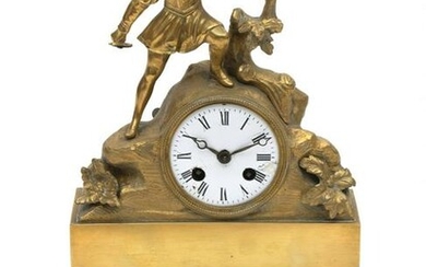A French Empire Gilt Metal Shelf Clock Height 15 1/4 x