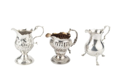 A George II silver cream jug, of baluster form with...
