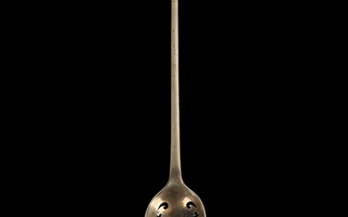 A George II silver-gilt mote spoon, circa 1750, with cross a...