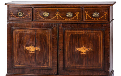 A George III Marquetry and Banded Mahogany Sideboard, circa 1790 and later