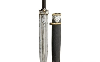 A Georgian silver-mounted, nielloed and gold-inlaid