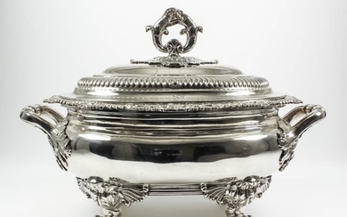 A Good George IV Silver Oval Two-Handled Tureen and...