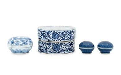 A Group of Four Blue and White Porcelain Covered Ink