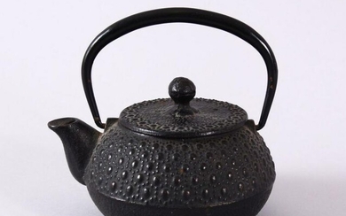A JAPANESE IRON / METAL MOULDED TEAPOT & COVER, the