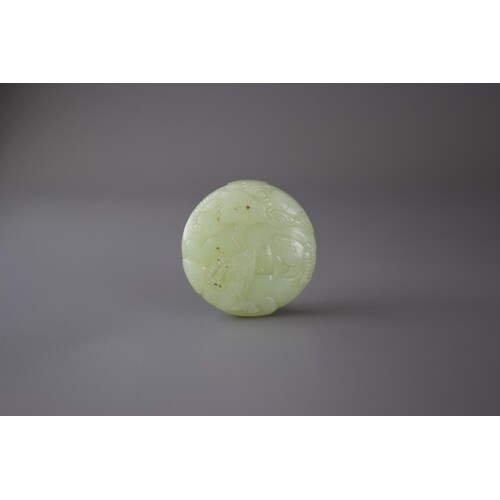 A Jade 'Three Rams' Roundel, Qing Dynasty or laterW: 5.5cm ...