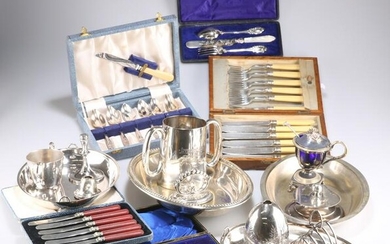 A LARGE COLLECTION OF SILVER-PLATE, including an Old