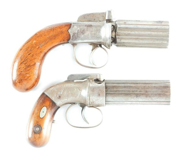 (A) LOT OF TWO PERCUSSION PEPPERBOXES: ONE ENGLISH BY