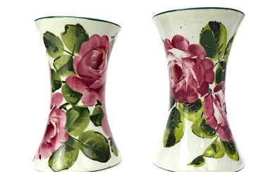 A LOT OF TWO WEMYSS WARE 'CABBAGE ROSE' PATTERN VASES