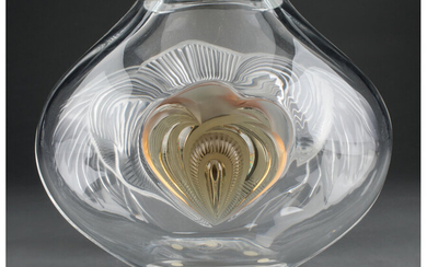 A Lalique Clear and Amber Glass Tresses Vase (1998)