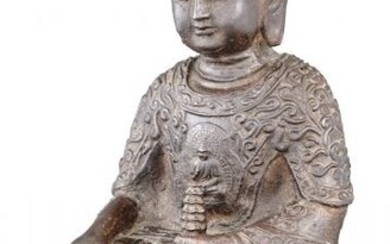 A Large Chinese Cast Iron Figure of Buddha Shakyamuni