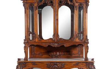 A Louis XV Style Carved Walnut Buffet à Deux Corps