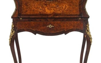 A Louis XV Style Marquetry Bureau En Pente