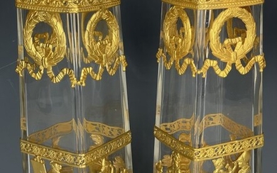 A MAGNIFICENT PAIR OF ORMOLU MOUNTED BACCARAT VASES