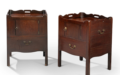 A MATCHED PAIR OF GEORGE III MAHOGANY BEDSIDE COMMODES ATTRIBUTED...