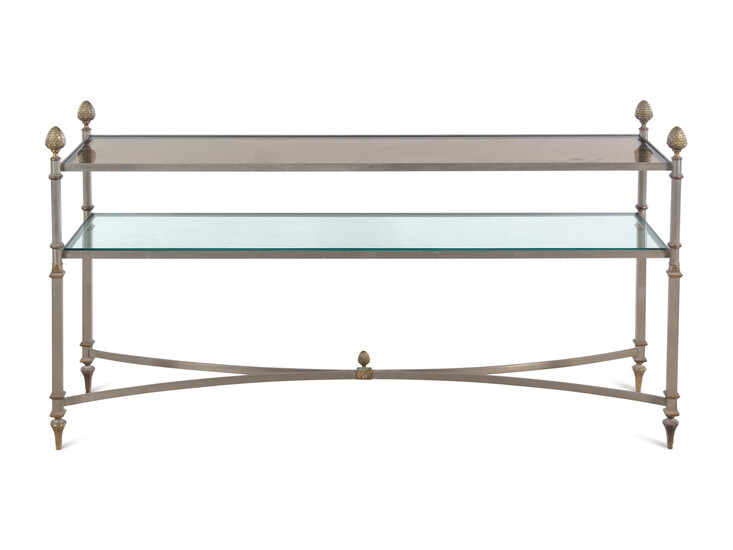 A Neoclassical Style Gilt Metal and Glass Console Table in the Style of Maison Jansen