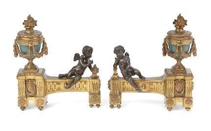 A PAIR OF 19TH C. BRONZE CHENETS