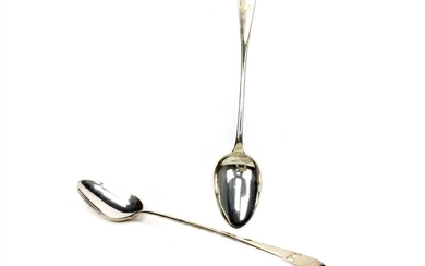 A PAIR OF GEORGE III SILVER BASTING SPOONS
