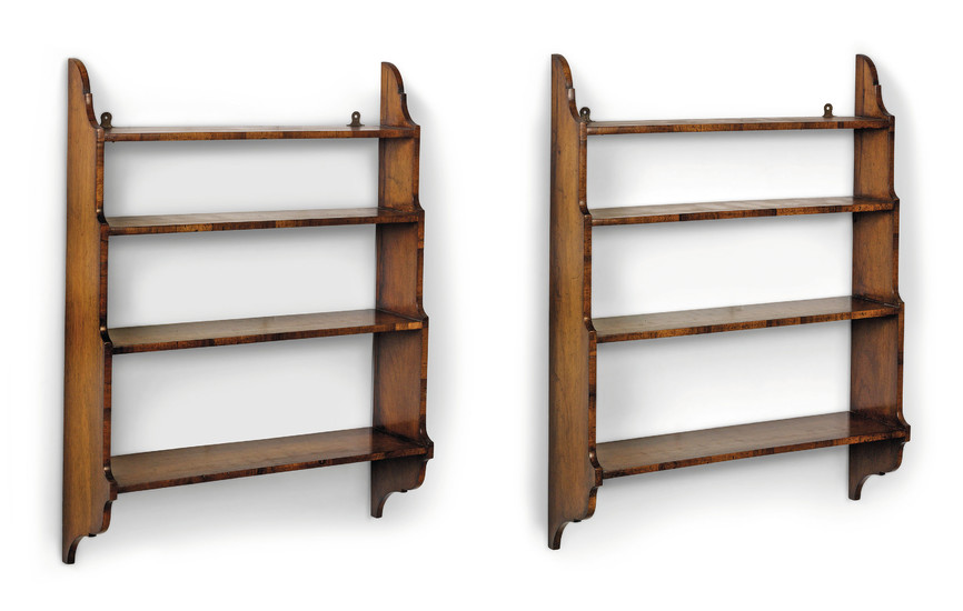 A PAIR OF REGENCY BRAZILIAN ROSEWOOD HANGING-SHELVES, EARLY 19TH CENTURY