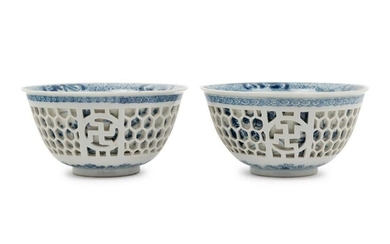 A Pair of Chinese Blue and White Porcelain Double