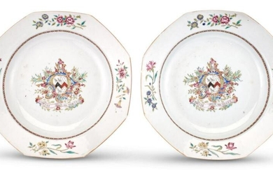 A Pair of Chinese Export Porcelain Armorial Dishes