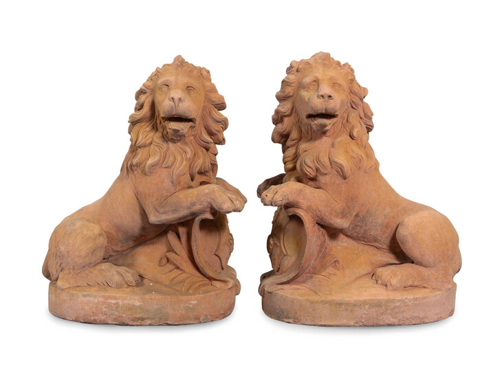 A Pair of English Terra Cotta Lions