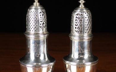 A Pair of George III Silver Castors by Sam Wood, with hallmarks for 1777 & 1779, 6'' (16 cm) in heig