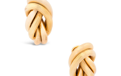 A Pair of Gold 'Hercules Knot' Ear Clips, Ilias Lalaounis, circa 1982