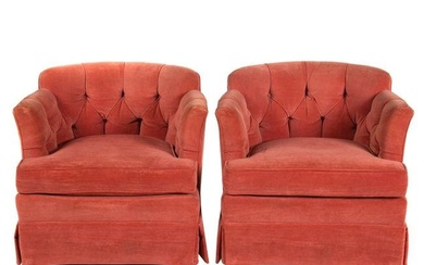 A Pair of Henredon Tufted Upholstered Club Chairs