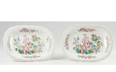 A Pair of Porcelain Footed Dishes with Indian Tree