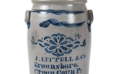 A Pennsylvania Three Gallon Stoneware Jar with Freehand