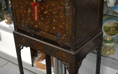 A Rare late 16th century Japanese Namban cabinet on an 18th century or earlier Chippendale style lac