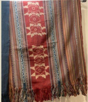 A Red Blue Pink Brown cotton Ikat Cloth (Dala Merah)